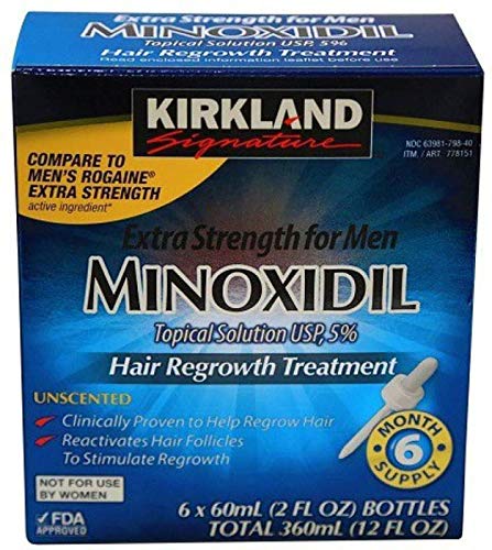 Product Cover Kirkland Minoxidil 5% Extra Strength Hair Regrowth for Men, 6 Month Supply