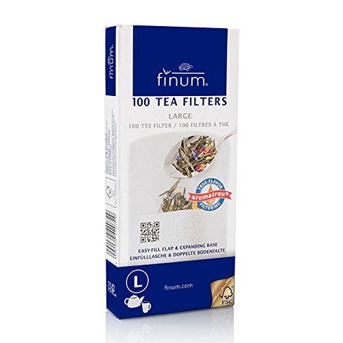 Product Cover Finum Disposable Paper Tea Filter Bags for Loose Tea, White, Large, 100 Count