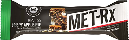Product Cover MET-Rx Big 100 Colossal Protein Bars, Great as Healthy Meal Replacement, Snack, and Help Support Energy, Gluten Free, Crispy Apple Pie, 100 g, 4 Count (Pack of 2)