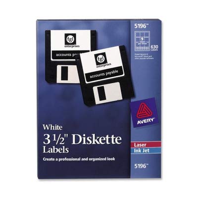 Product Cover Averyamp;reg; Laser/Inkjet Printer 3.5in Diskette Labels, White, 630 per Box