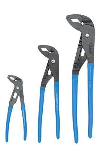 Product Cover Channellock GLS-3 GRIPLOCK  3 Piece Tongue and Groove Pliers Set - 6.5, 9.5, 12.5-Inch | Ergonomic V-JAW Groove Joint | Laser Heat-Treated Angled Self Gripping Teeth | Forged from High Carbon Steel |  Made in USA