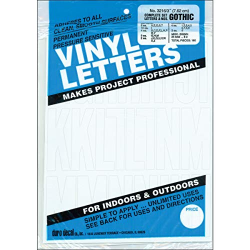 Product Cover Permanent Adhesive Vinyl Letters & Numbers 3in 160/PkgWhite