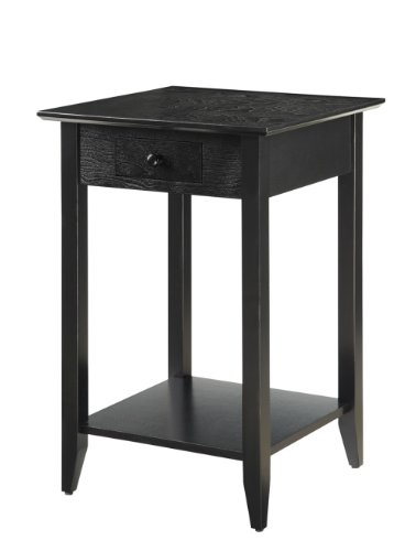 Product Cover Convenience Concepts American Heritage End Table with Shelf and Drawer, Black