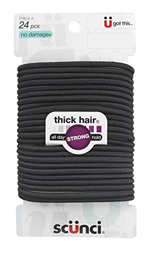 Product Cover Scunci Effortless Beauty Thick Hair No-damage Black Elastics, 5 Mm, 24-Count