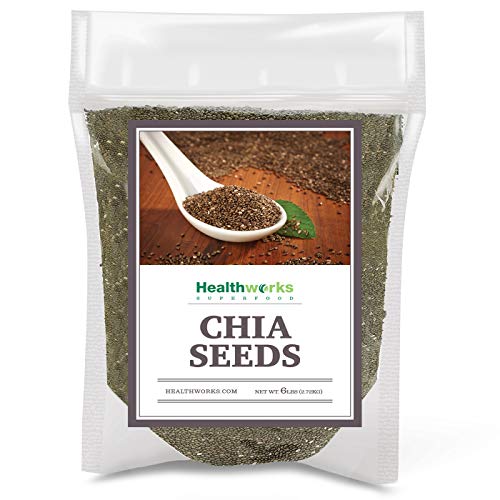 Product Cover Healthworks Chia Seeds Raw (96 Ounce (Pack of 1) / 6 Pounds) | Pesticide-Free, Premium & All-Natural | Contains Omega 3, Fiber & Protein | Great with Shakes, Smoothies & Oatmeal