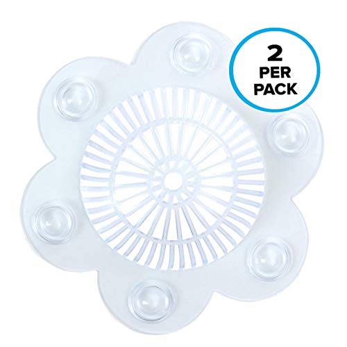 Product Cover SlipX Solutions Stop-A-Clog Drain Protectors Keep Hair Out of Drains! 2 Hair Catchers Per Package. (Clear, Plastic, 5