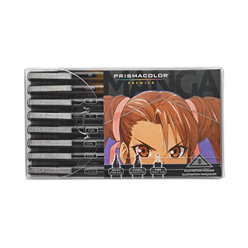 Product Cover Prismacolor Premier Manga Illustration Markers, Assorted Tips, Black & Sepia, 8-Count