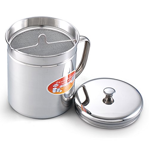Product Cover Cook N Home 1.5 Quart Stainless Steel Oil Storage Can Strainer, 6 Cup