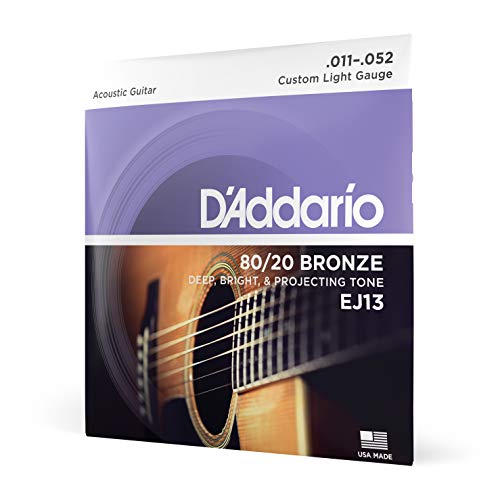 Product Cover D'Addario EJ13 80/20 Bronze Acoustic Guitar Strings, Custom Light, 11-52