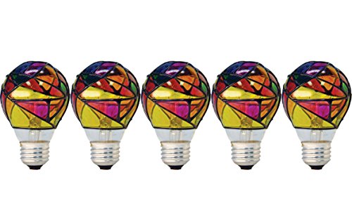 Product Cover GE Lighting 46645 Party Light 25-Watt Stained Glass A19 Light Bulb, 5-Pack