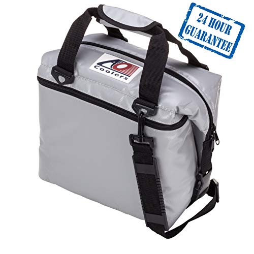 Product Cover AO Coolers Sportsman Vinyl Soft Cooler with High-Density Insulation, Silver, 48-Can