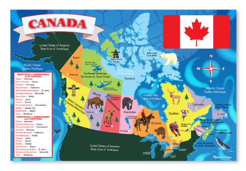 Product Cover Melissa & Doug Canada Map Jumbo Jigsaw Floor Puzzle (Easy-Clean Surface, Promotes Hand-Eye Coordination, 48 Pieces, 2 x 3 Feet, Great Gift for Girls and Boys - Best for 3, 4, 5, and 6 Year Olds)