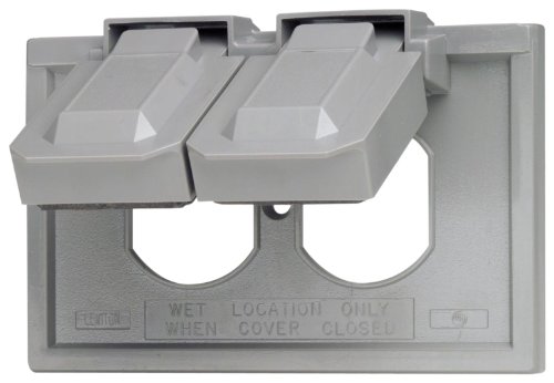 Product Cover Leviton 4976-GY 1-Gang Duplex Device Wallplate Cover, Weather-Resistant, Thermoplastic, Device Mount, Horizontal, Gray