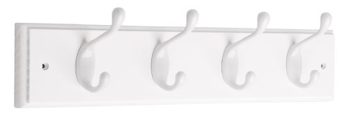 Product Cover Liberty Hardware 129847 18-Inch Coat and Hat Rail/Rack with 4 Heavy Duty Hooks, White and White
