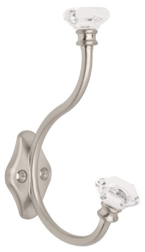 Product Cover Liberty 128734 Acrylic Facets Design Coat and Hat Hook, Satin Nickel and Clear