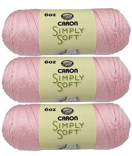 Product Cover 3-Pack Caron Simply Soft 100% Acrylic Yarn ~ Soft Pink # 9719~6 oz. Skeins