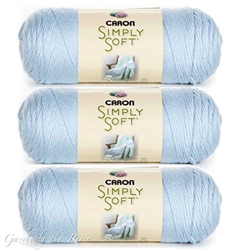 Product Cover (3-Pack) Caron Simply Soft 100% Acrylic Yarn ~ SOFT BLUE # 9712 ~ 6 oz. Skeins