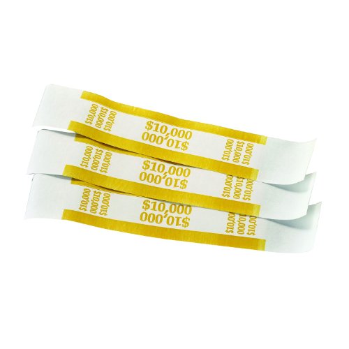 Product Cover MMF Industries Currency Straps for Hundreds, 10000 Dollar Capacity, 1.25 Inch Width, 1000 Straps per Box, Mustard (216070J12)