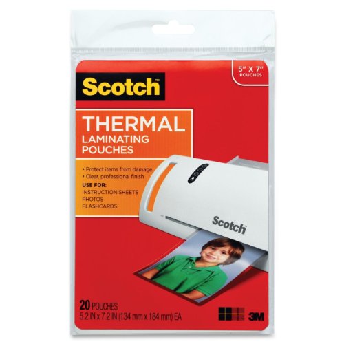 Product Cover 3M Corp Scotch Thermal Laminating Pouches, 5 x 7-Inches, 20-Pouches (TP5903-20),Clear
