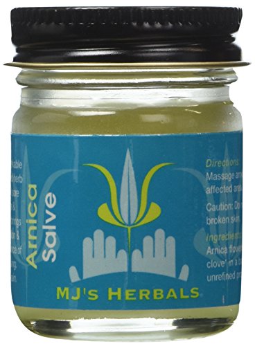 Product Cover MJ's Herbals Arnica Salve - One Ounce Concentrate: Organic; Maximum Strength; Immediate Relief for Sore Muscles & Feet; Bruise Recovery; Fantastic Massage & After Yoga Balm; No Parabens; No Synthetics