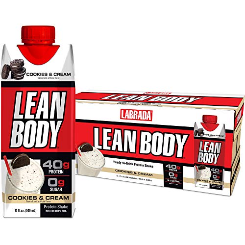 Product Cover Lean Body Ready-to-Drink Cookies & Cream Protein Shake with Whey. Convenient On-the-Go Meal Replacement Shake, 22 Vitamins & Minerals, 40 grams Protein - 0 Sugar, Gluten Free, (Pack of 12)