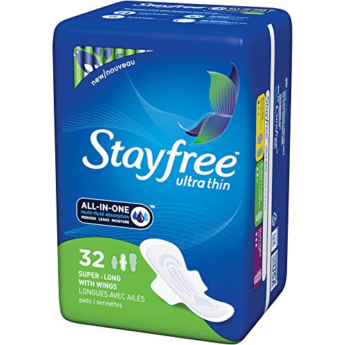 Product Cover Stayfree Ultra Thin Long Pads with Wings, 32 Count (Pack of 2)
