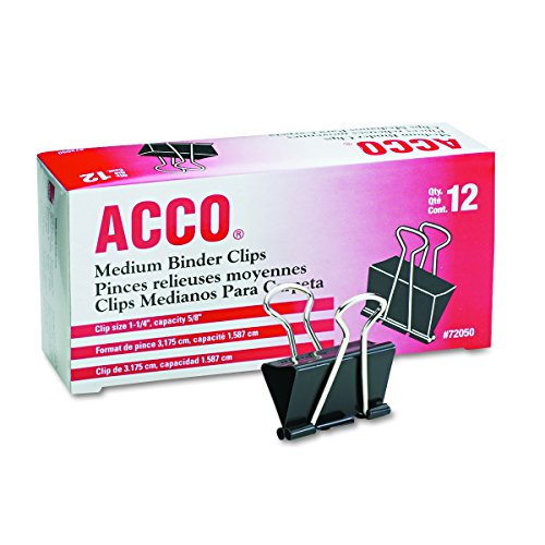Product Cover ACCO Binder Clips, Medium, 1 Box, 12 Clips/Box (72050)