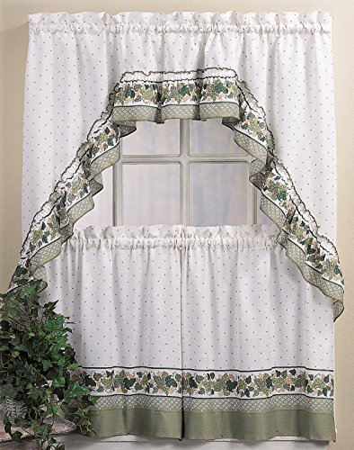 Product Cover CHF & You Cottage Ivy Country Curtain Tier And Swag Set, Multi, 56-Inch X 36-Inch