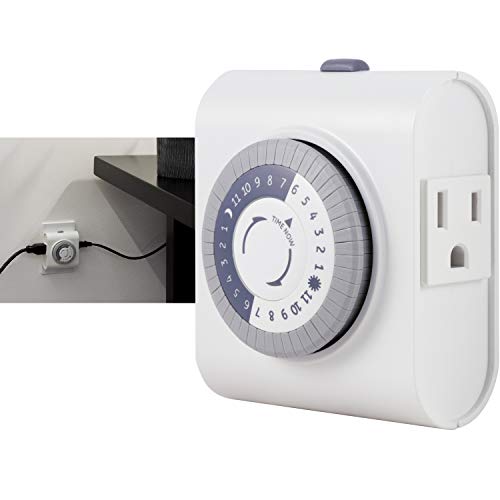 Product Cover GE 24-Hour Heavy Duty Indoor Plug-in Mechanical Timer, 2 Grounded Outlets, 30 Minute Intervals, Daily On/Off Cycle, for Lamps, Seasonal, Christmas Tree Lights and Holiday Decorations, 15075