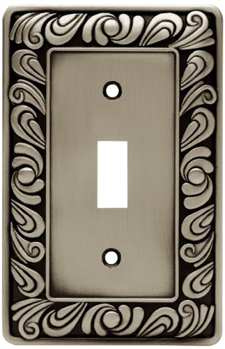 Product Cover Franklin Brass 64048 Paisley Single Toggle Switch Wall Plate/Switch Plate/Cover, Brushed Satin Pewter