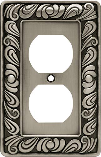 Product Cover Franklin Brass 64044 Paisley Single Duplex Outlet Wall Plate/Switch Plate/Cover, Brushed Satin Pewter