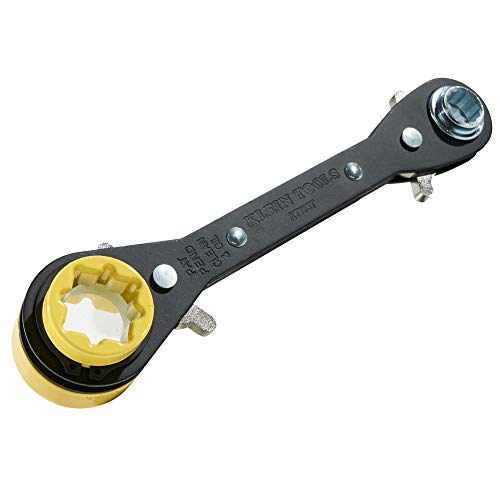 Product Cover Klein Tools KT155T 6-In-1 Lineman's Ratcheting Wrench with Bolt Through Design and Bright Yellow Socket