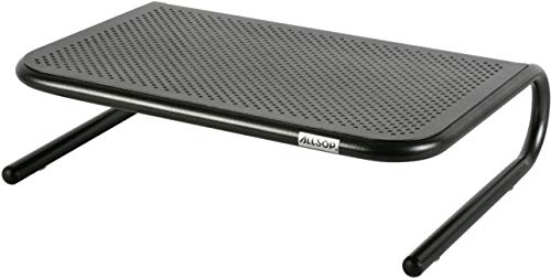 Product Cover Allsop Metal Art Jr. Monitor Stand, 14-Inch wide platform holds 40 lbs with keyboard storage space - Pearl Black (30165)