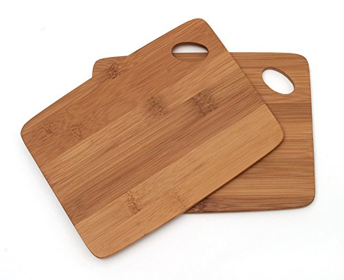 Product Cover Lipper International 849 Bamboo Wood Thin Kitchen Cutting Boards with Oval Hole in Corner, Set of 2 Boards, 6