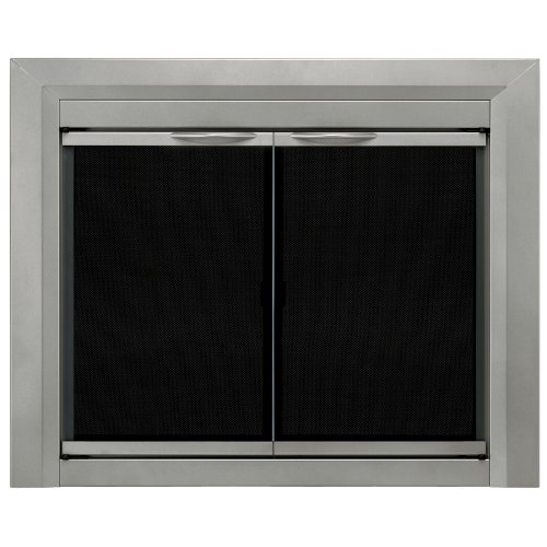 Product Cover Pleasant Hearth CB-3301 Colby Fireplace Glass Door, Sunlight Nickel, Medium