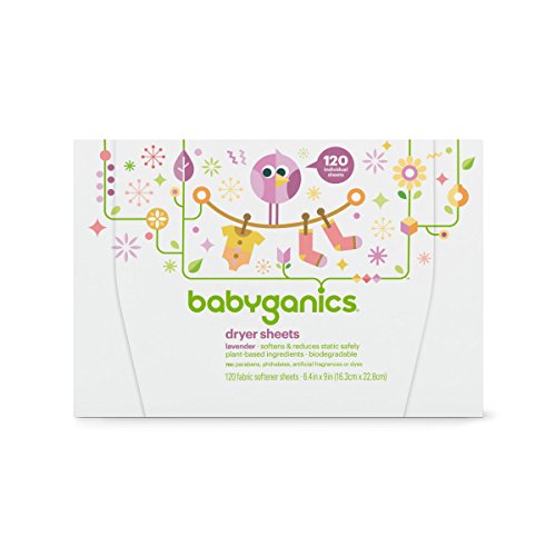 Product Cover Babyganics Biodegradeable Dryer Sheets, Lavender, 120 count