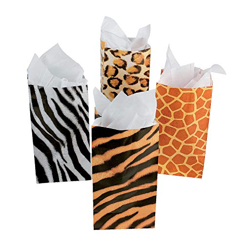 Product Cover Fun Express - Animal Print Paper Bags - Party Supplies - Bags - Paper Treat Bags - 12 Pieces