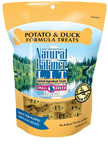 Product Cover Natural Balance L.I.T. Limited Ingredient Treats Small Breed Dog Treats, Potato & Duck Formula, 8 Ounce Pouch, Grain Free
