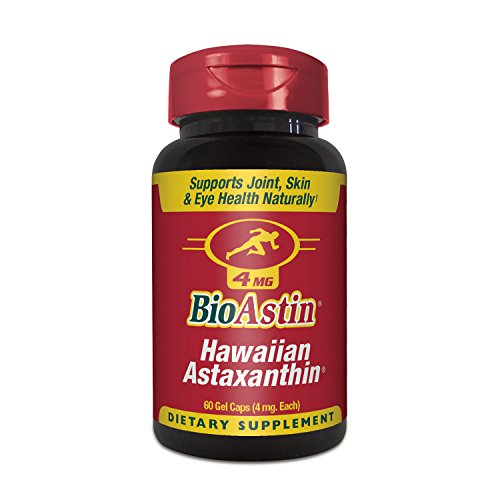 Product Cover BioAstin Hawaiian Astaxanthin 4mg, 60 Count - Hawaiian Grown Premium Antioxidant - Supports Recovery from Exercise + Joint, Skin, Eye Health Naturally