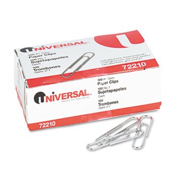 Product Cover Universal Paper Clips, Smooth, Size No. 1, Silver, 100/BX, 10 Boxes/Pack (UNV72210)