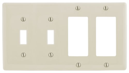 Product Cover Bryant Electric NP2262LA Wallplate, Nylon, Standard Size, 4-Gang, 2 Toggle, 2 Decorator/GFCI, Light Almond