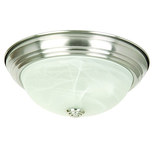 Product Cover Yosemite Home Decor JK101-11SN 2-Light Flush Mount with Marble Glass Shade, Satin Nickel, 11-Inch
