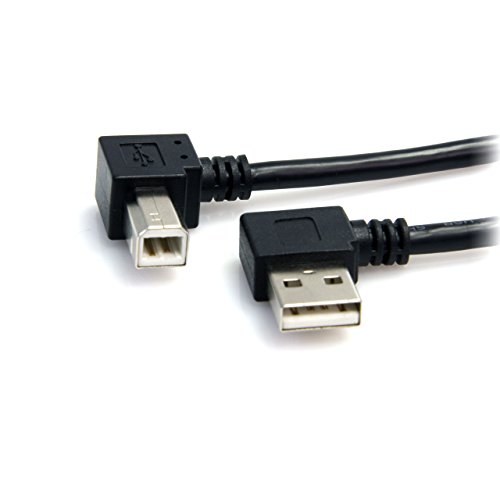 Product Cover StarTech.com 3 ft / 91cm A Right Angle to B Right Angle USB Cable - 0.91m Right Angle USB 2.0 - 1x USB A 1x USB B - Black (USB2HAB2RA3)