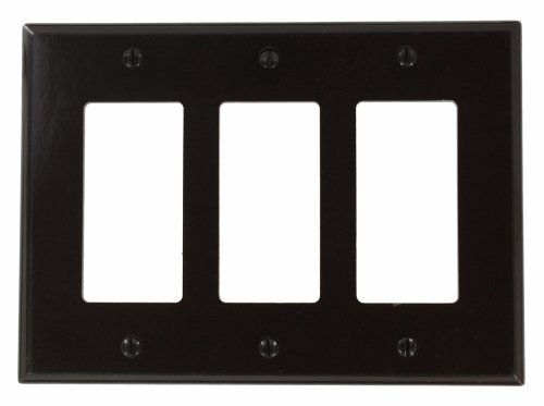 Product Cover Leviton 80611 3-Gang Decora Midway Size Smooth Plastic Wallplate, Brown