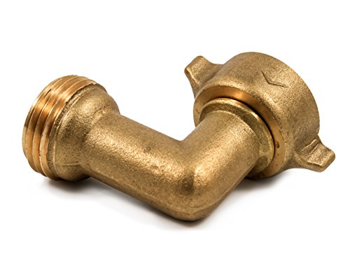Product Cover Camco 90 Degree Hose Elbow- Eliminates Stress and Strain On RV Water Intake Hose Fittings, Solid Brass (22505)