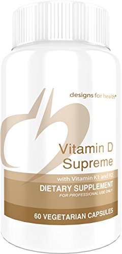 Product Cover Vitamin D Supreme 5000 IU by Designs for Health - High Potency D3 Vitamin with Vitamin K1 + K2 MK7, Promotes Immune and Bone Health | Non-GMO and Gluten-Free (60 Capsules)