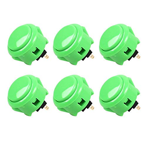 Product Cover 6 pc Set of Green Sanwa Push Buttons OBSF-30-G by Sanwa