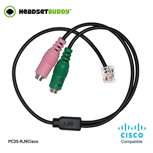 Product Cover Headset Buddy PC Headset to Cisco VoIP Phone Adapter - Dual 3.5mm to RJ9 RJ10 Cable (PC35-RJ9Cisco)