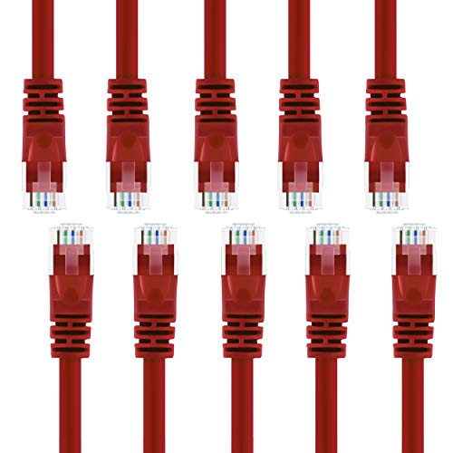 Product Cover GearIT 10 Pack, Cat 6 Ethernet Cable Cat6 Snagless Patch 5 Feet - Computer LAN Network Cord, Red - Compatible with 10 Port Switch POE 10port Gigabit