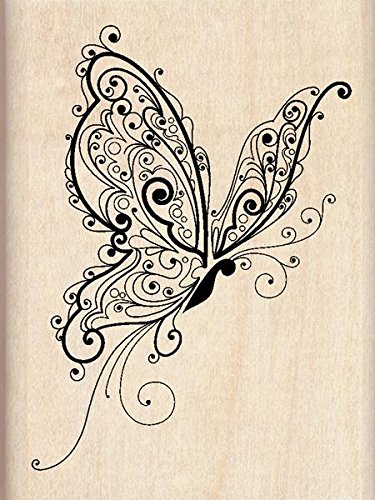 Product Cover Inkadinkado Patterned Butterfly Wood Stamp for Scrapbooking, 2.25'' W x 3'' L